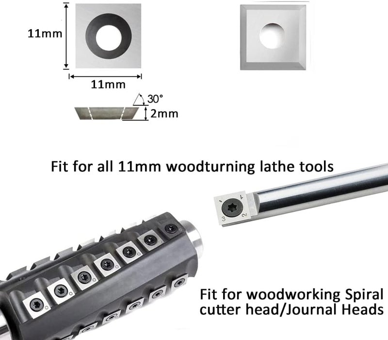 CDBP 11mm Square Straight Carbide Inserts for woodturning, 11×11×2.0mm Replacement Cutter for Woodworking Fits Spiral Helical Planer Cutter Head or lathe Turning Tipped, 10pcs - Image 5
